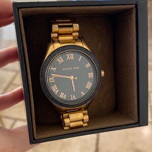 Michael Kors Rose Gold-Tone Women’s Watch with Black Dial